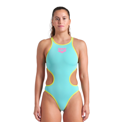 Arena ONE Big Logo One Piece Ladies Swimsuit - Water/Green-Swimsuit-Arena-SwimPath