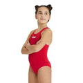 Arena Solid Swim Pro Girl's Swimsuit - Red/White-Swimsuit-Arena-SwimPath