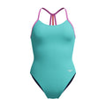 Speedo Girl's Lane Line Back Swimsuit - Blue/Kiki Pink-Swimsuit-Speedo-SwimPath