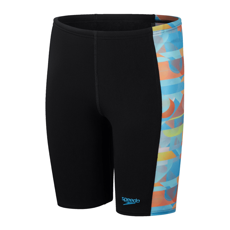 Speedo Junior Boys' Digital Panel Jammer - Black/Blue-Training Jammers-Speedo-SwimPath