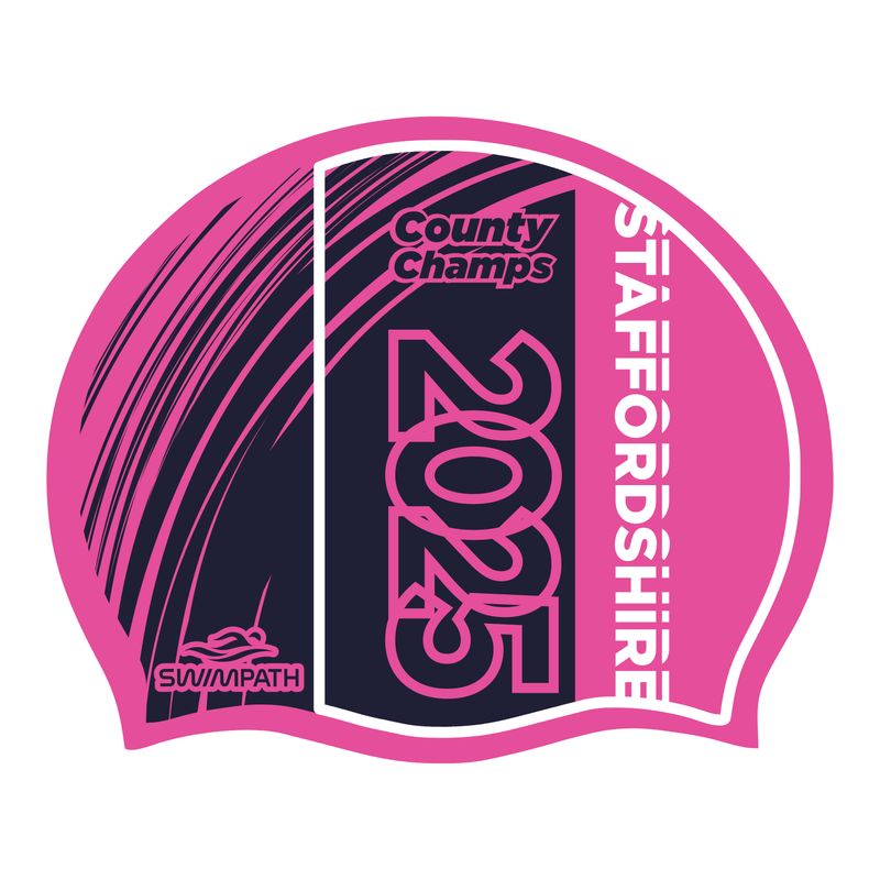 Staffordshire County ASA County Championships 2025 Silicone Suede Swimming Cap - Neon Pink-Event-Staffordshire-SwimPath