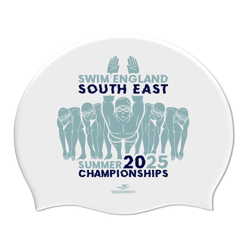 Swim England South East Summer Championships 2025 Silicone Suede Swimming Cap - White-Event-Swim England South East-SwimPath