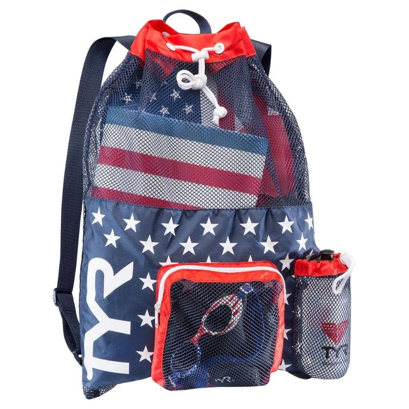 TYR Mesh Mummy Backpack - Red/Navy-Bags-TYR-SwimPath