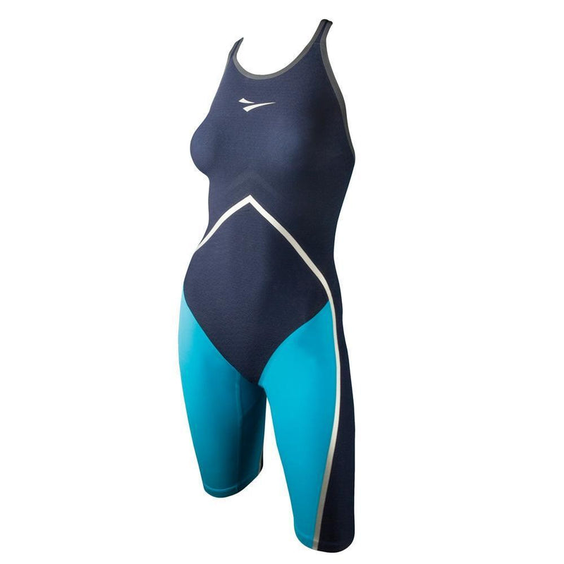 FINIS Rival Open Back Women's Kneeskin - Navy Aqua Blue-Kneeskin-Finis-22-SwimPath