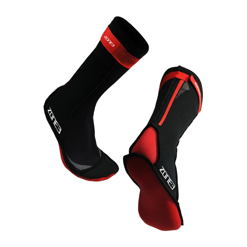 Zone3 Neoprene Swim Socks - Black/Red-Clothing-Zone3-XS (UK 3-4)-SwimPath